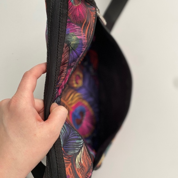 LeSportsac Peacock Feather Masquerade Bag Shoulder Crossbody Rainbow Pockets - Picture 8 of 11